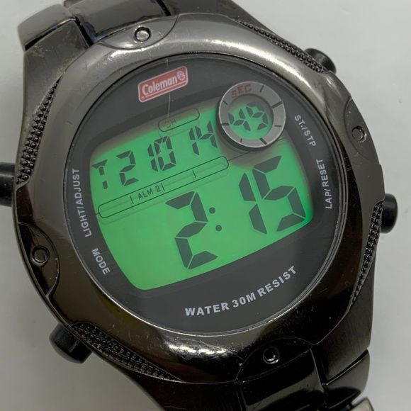 Coleman Watch 42mm Men Digital light up black Tone Day Date up to 7.5” runs - Picture 1 of 7